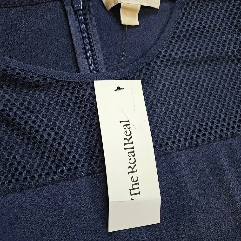 Michael Kors Women's XL Navy Mesh Inset Short Flutter Sleeve Cropped Jumpsuit